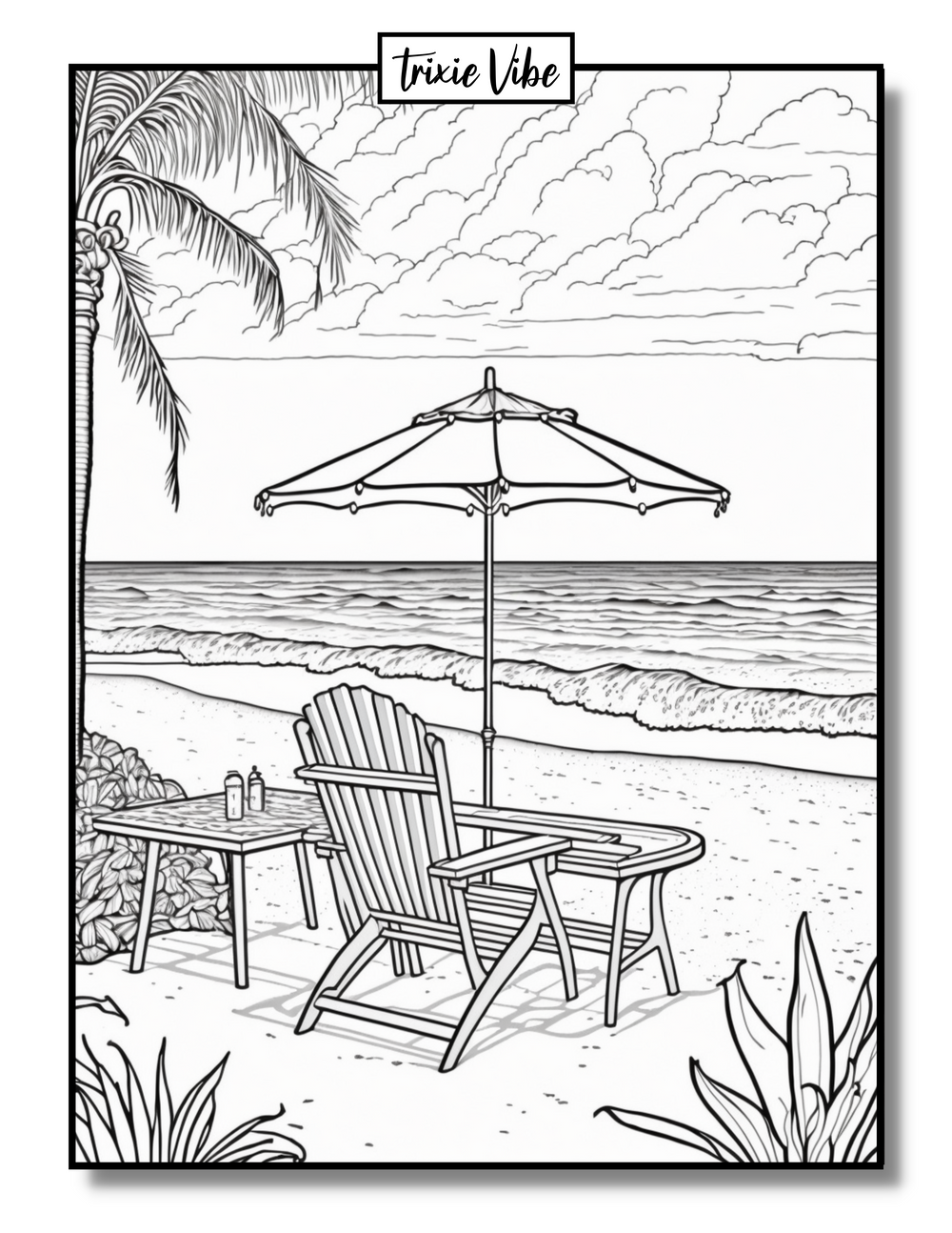 Printable Beach Coloring Pages - Trixie Vibe Beach 8.5 11in 7 